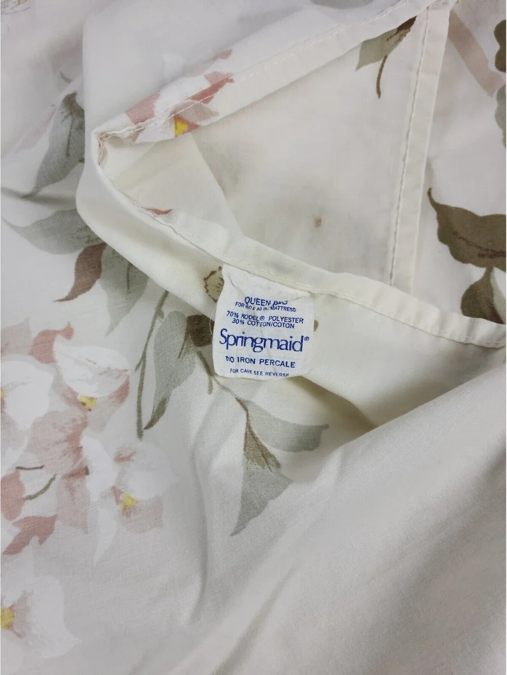 Springmaid Non Iron Percale Butterfly Floral Flat Sheet Queen
